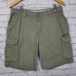 Columbia Mens Cargo‎ Shorts 32 Army Green Cotton Blend Walking HIking